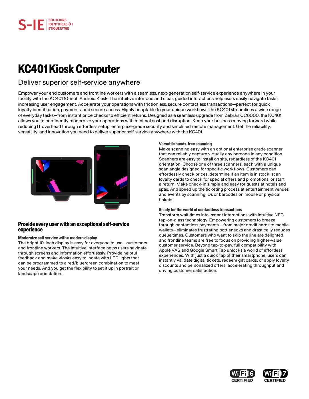 Zebra KC401: fitxa tècnica del quiosc Android